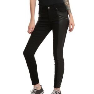 NWT‎ Joan Jett Tripp NYC Juniors Sz 9 Black Faux Leather Panel Skinny Pants